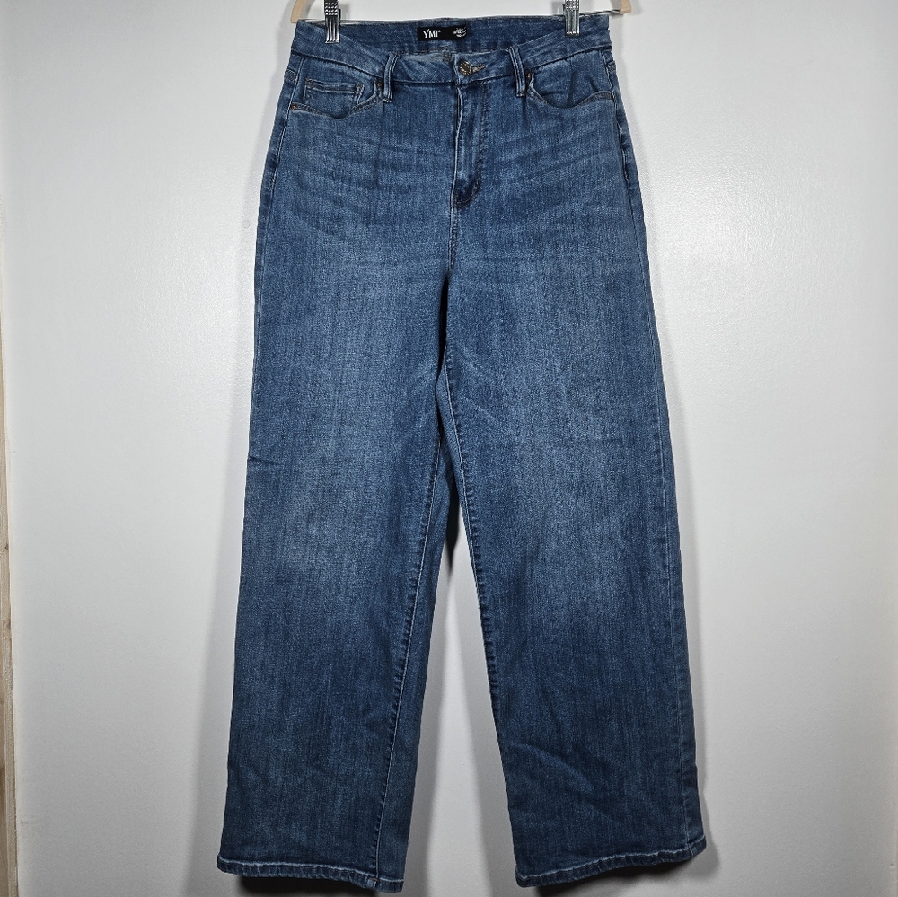 YMI Ultra High Waist Curvy Fit Wide Leg Blue Denim Jeans Size 13/31